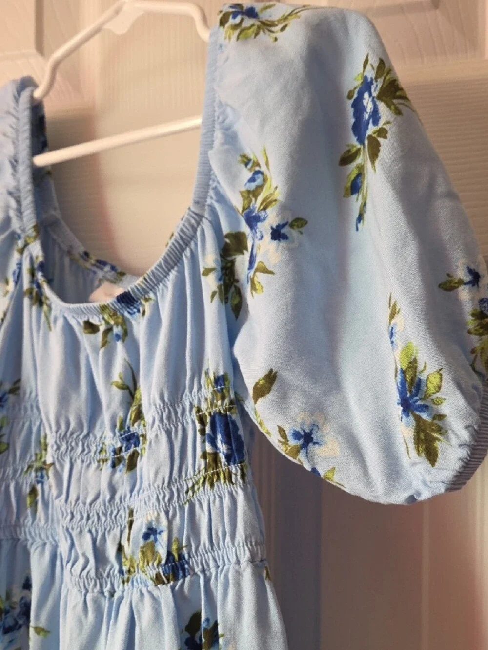 The Children's Place Light Blue Floral Puff-Sleeve Dress
